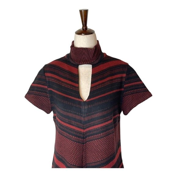 Amanda Uprichard Black And Red Knit Keyhole Mock Neck Sweater Dress Size M‎ - Picture 3 of 8